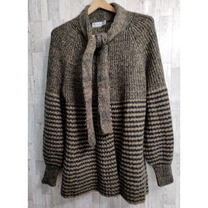 Lane Bryant Priority 1 Women's Brown Cardigan Sweater Scarf Collar Size 42